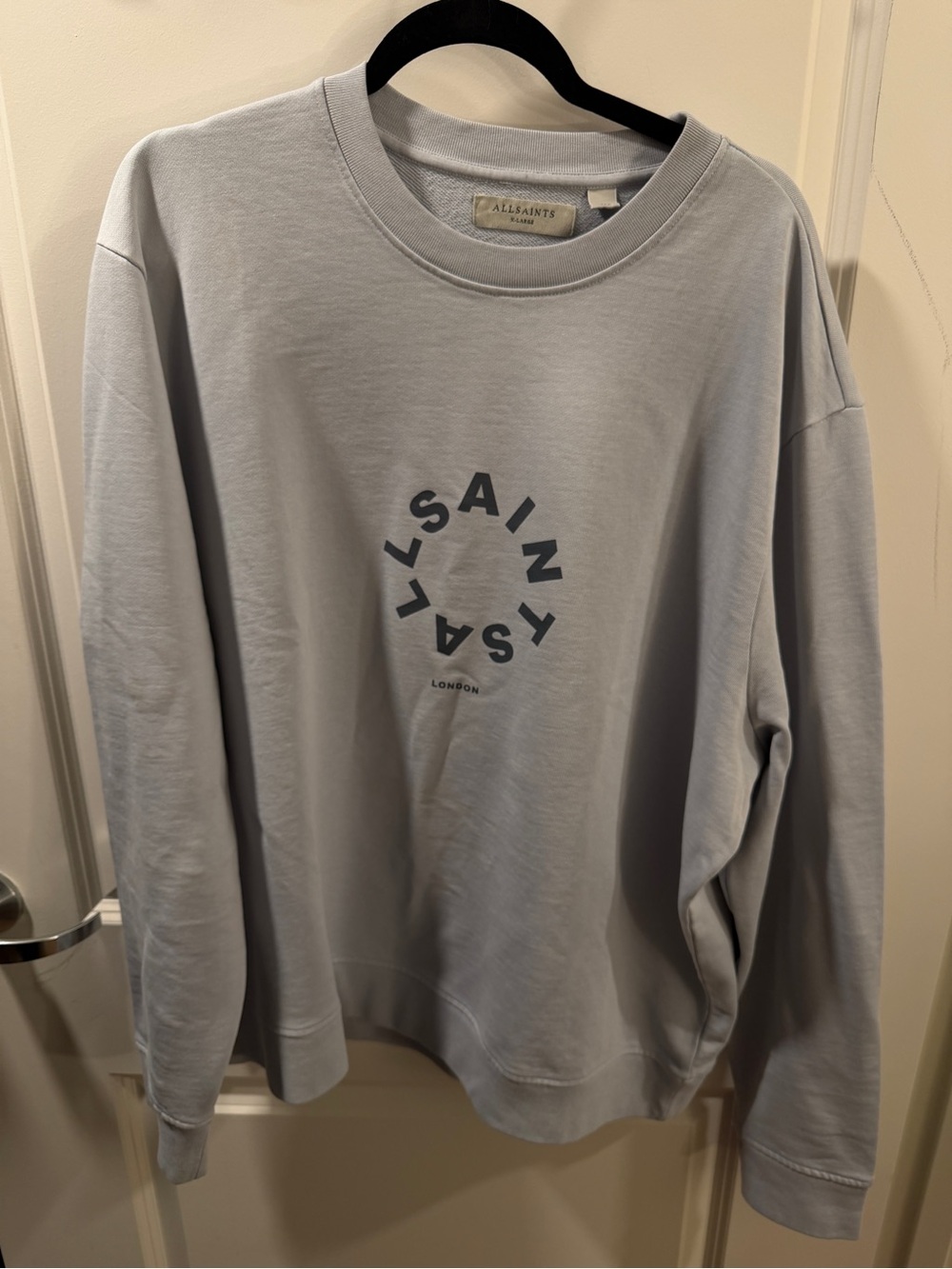All Saints Light Gray Crewneck with Circular Logo